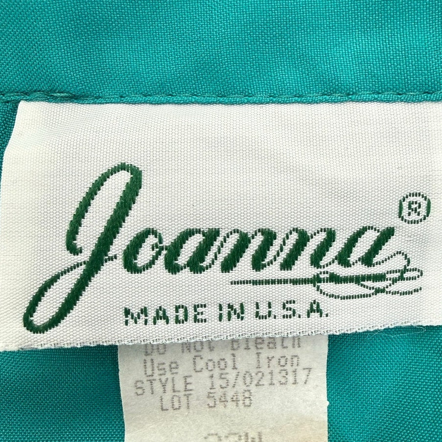 Vintage 80s Joanna Turquoise Shirt Dress Mini Long Sleeve USA Women's 22