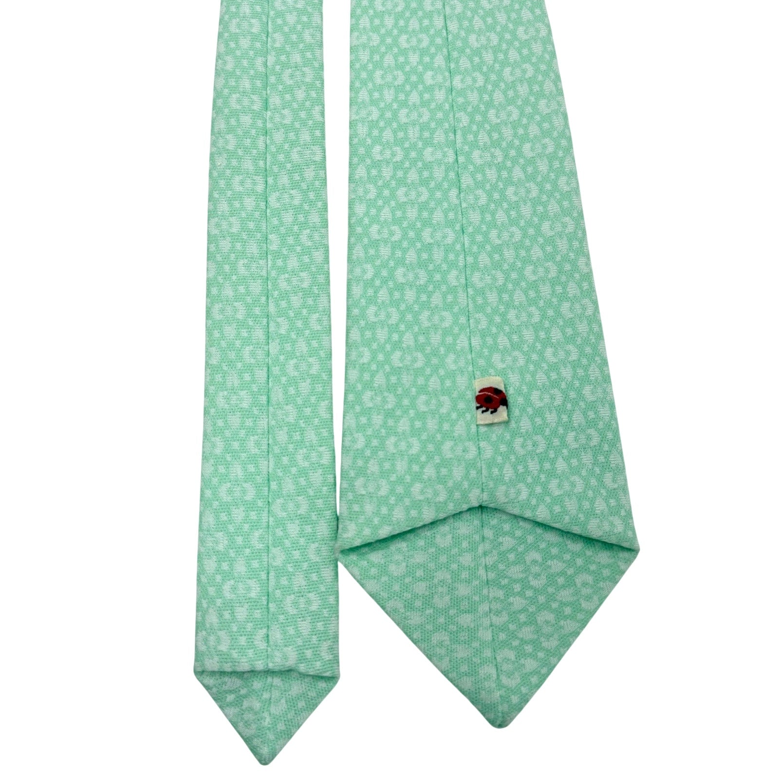 Vintage 70s Mint Green Polyester Knit Tie Geometric Diamond Pattern