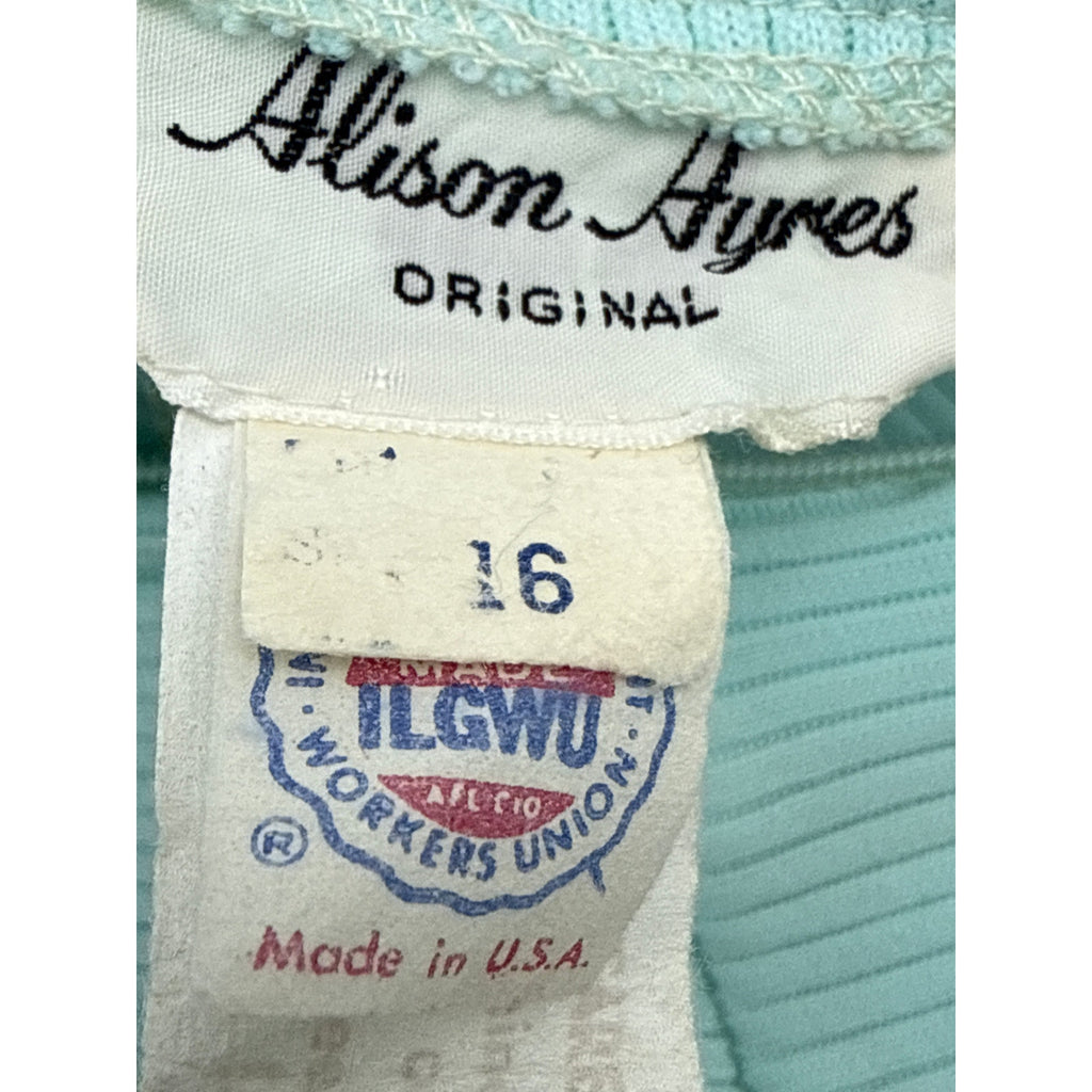 Vintage 70s Women's Small Maxi Dress Alison Ayers Mint Sleeveless Rib Knit Lace