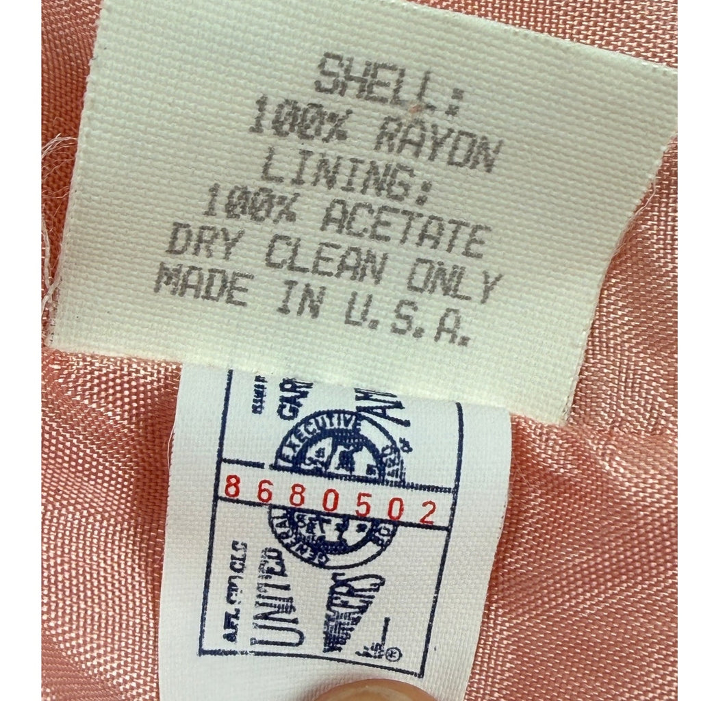 Vintage 80s Premier Collection Salmon Pink Rayon Blazer Jacket Womens Medium