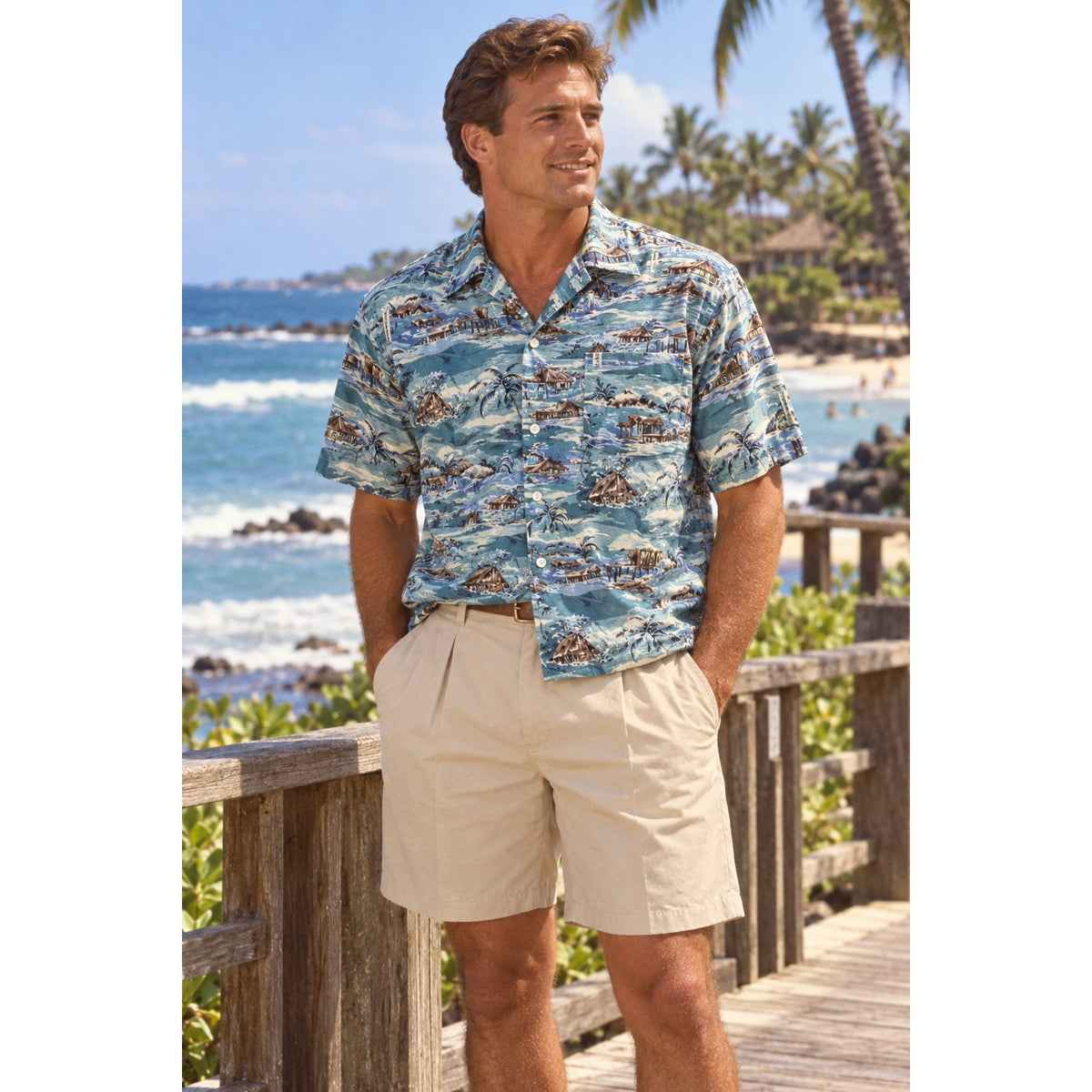 Vintage 90s New Millenium Blue Tropical Rayon Hawaiian Shirt Mens 2XL