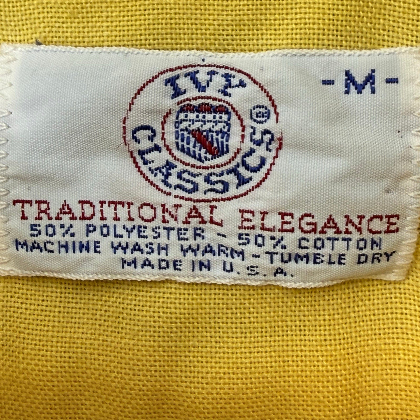 Vintage 80s Mens Medium IVP Classics Yellow Button-Down Shirt 42 Chest