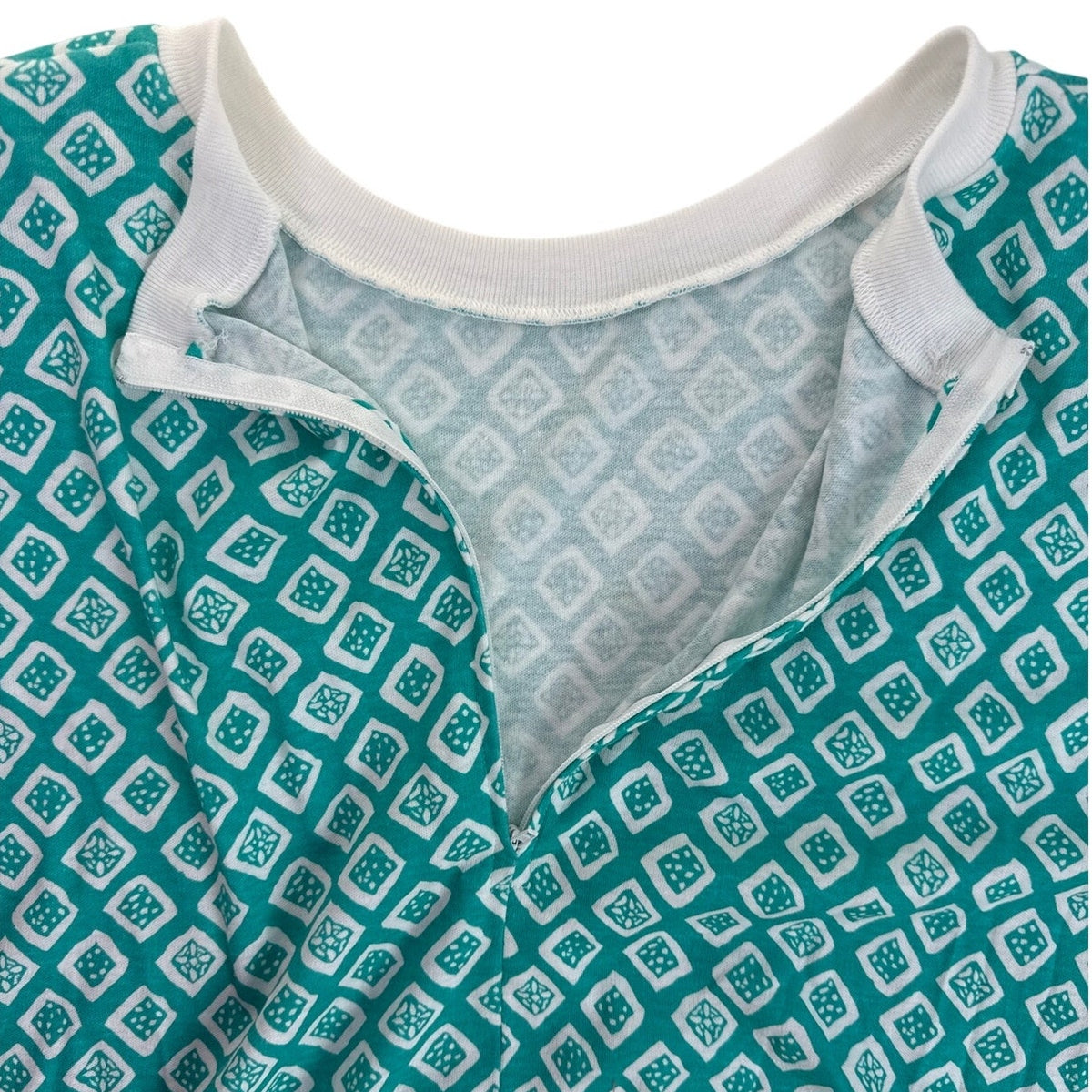 Vintage 80s Aquamarine Geometric Jersey Knit Belted Midi Dress M