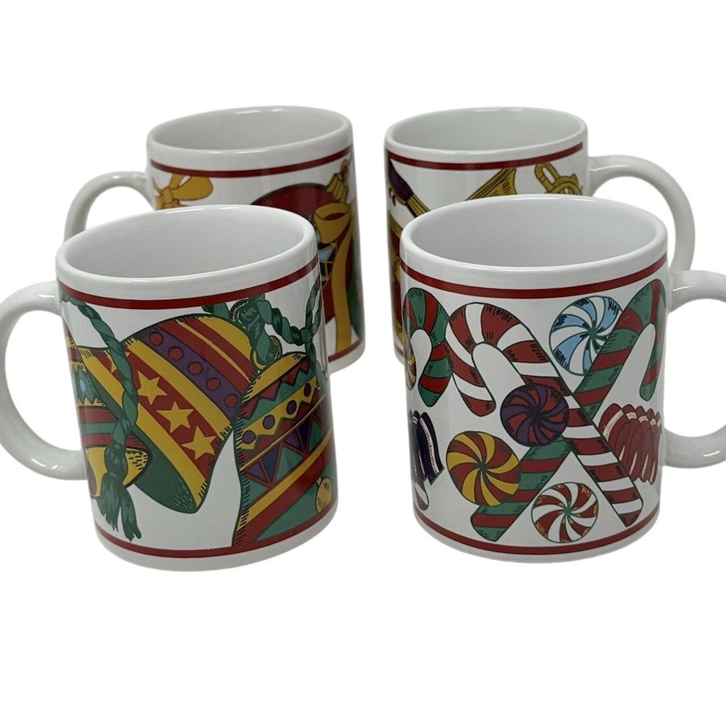 Vintage 90s Christmas Mugs Holiday Splendor Riviera Van Beers Mugs Set of 4