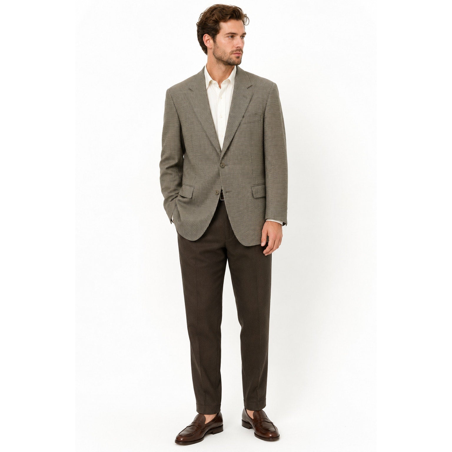 Vintage 1980s Gianfranco Ruffini Wool Houndstooth Blazer Mens 38R