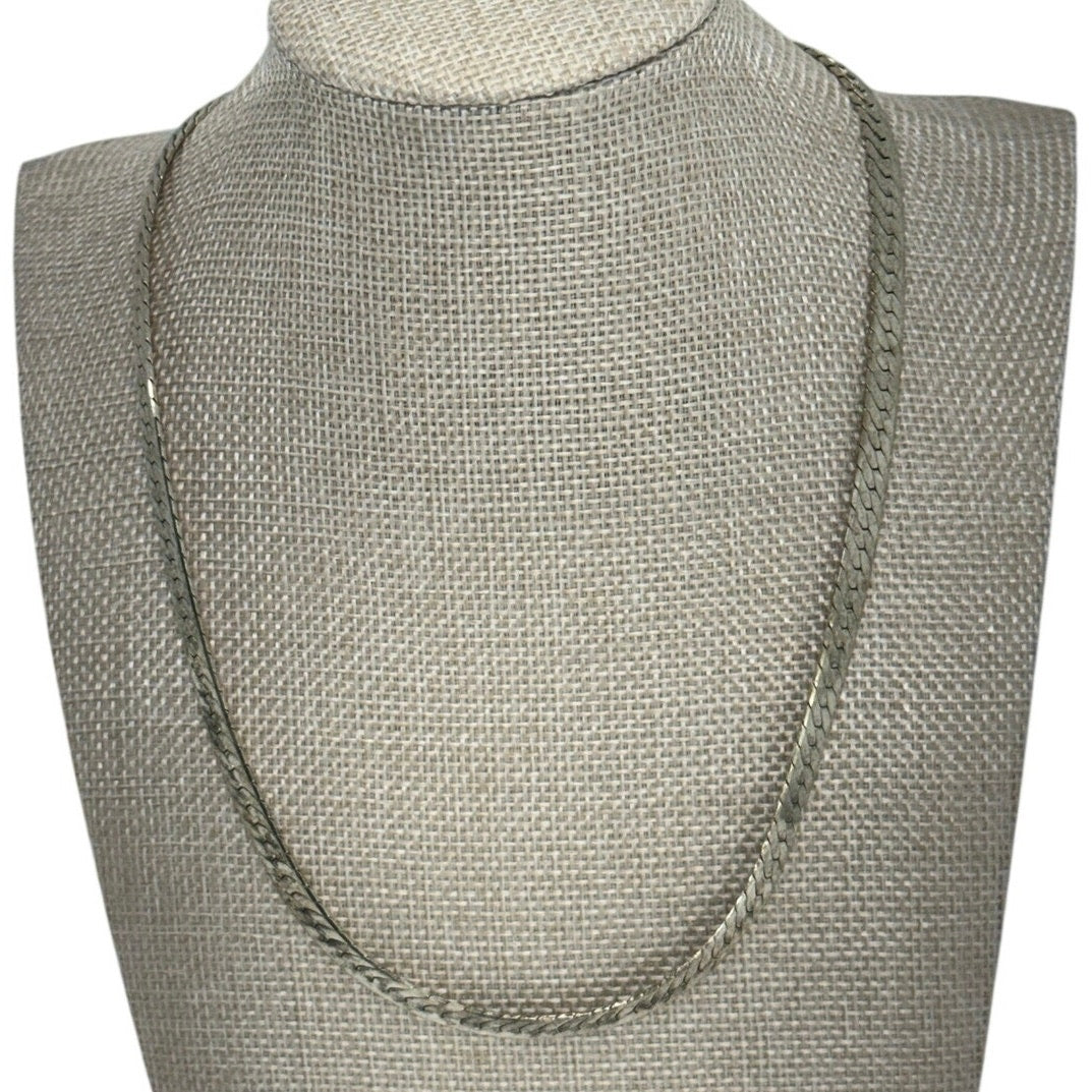 Vintage 925 Italy Sterling Silver Herringbone Chain Necklace 18" 28g 5mm
