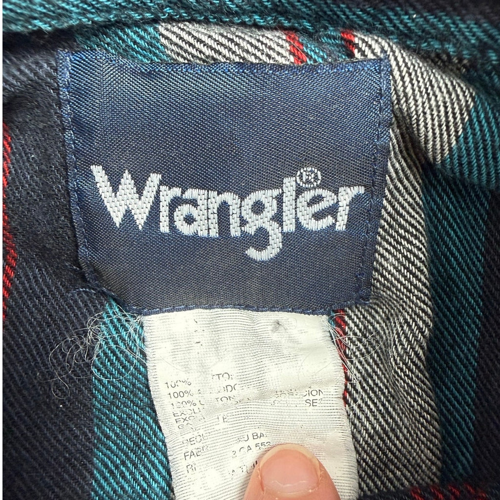 Vintage 80s Wrangler Western Flannel Shirt XL Pearl Snap Striped Cowboy
