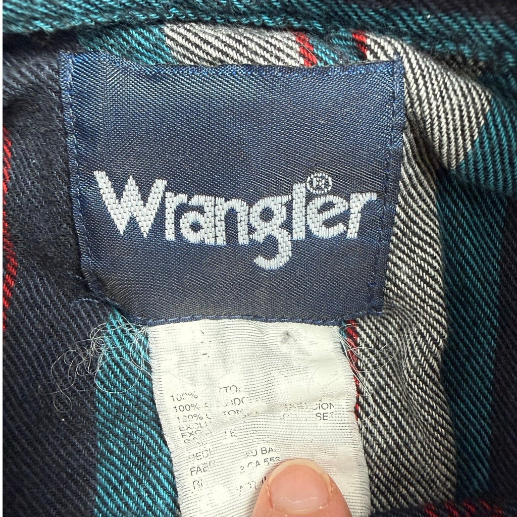 Vintage 80s Wrangler Western Flannel Shirt XL Pearl Snap Striped Cowboy