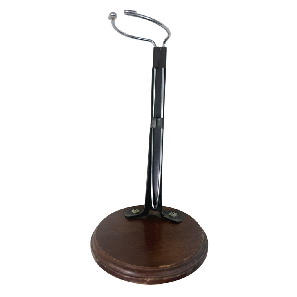 Vintage 80s  Dynasty Doll Stand Wood Base Metal Holder 8” Taiwan