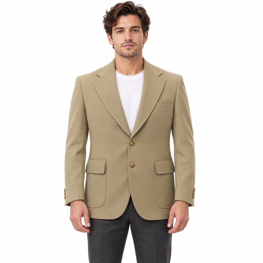 Vintage 70s The Classic Collection Tan Cream Gold Button Blazer Mens L