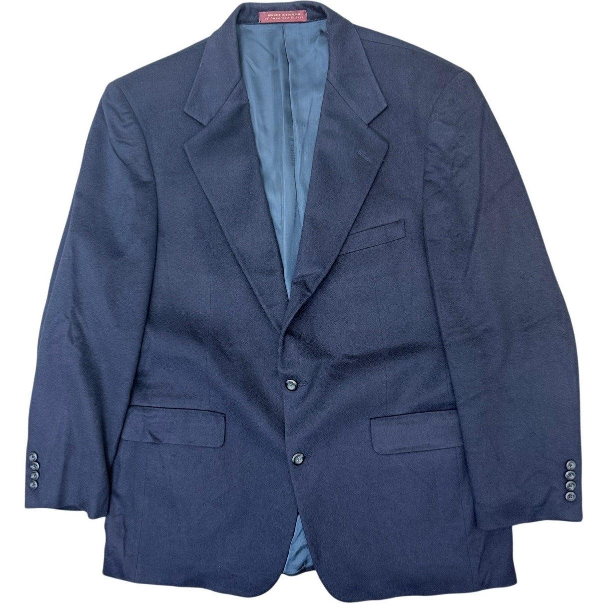 Vintage 90s Nordstrom Classic Cashmere Blazer 44L Blue Union Made Sport Coat