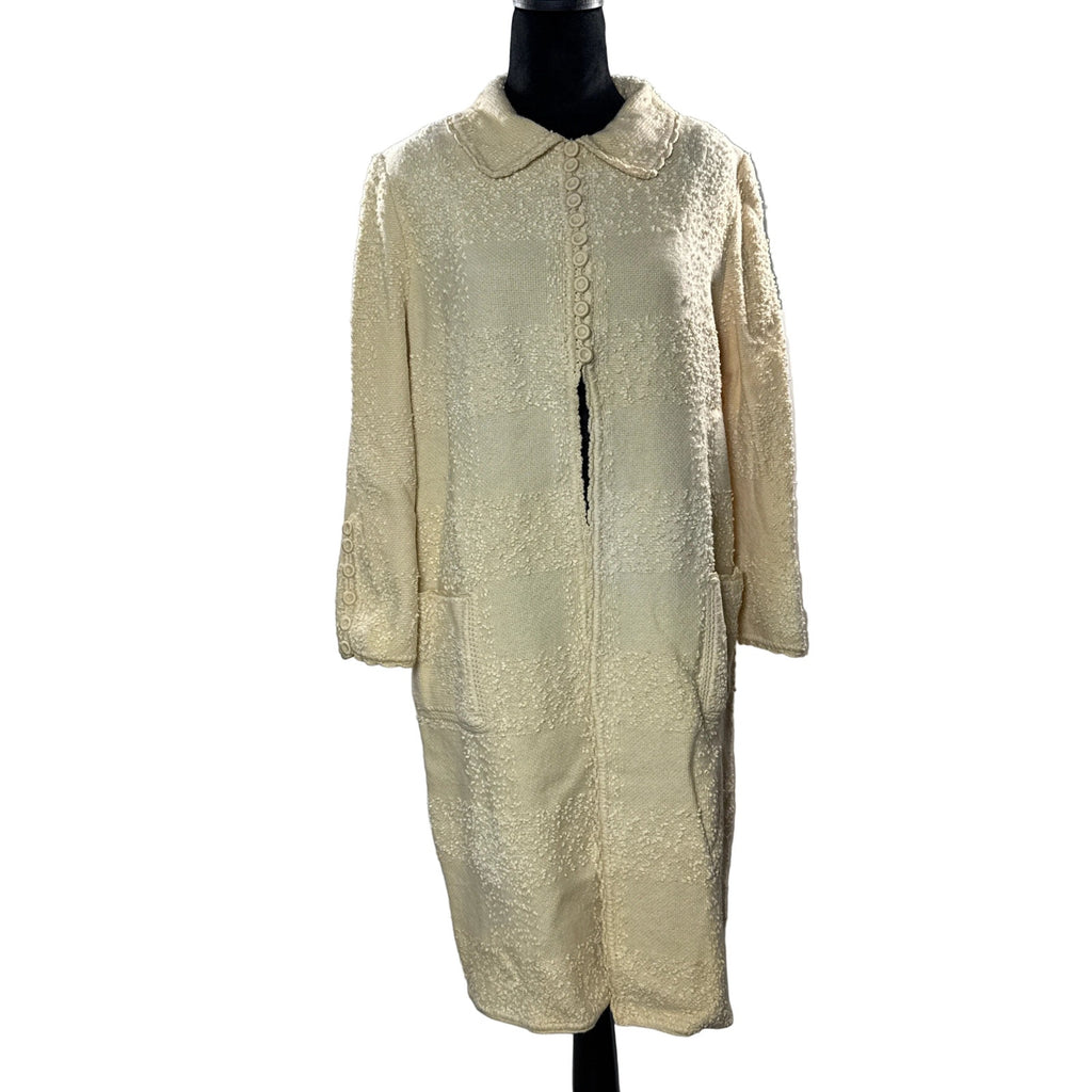 Vintage 1960s Lipman Talk of the Town Women's Medium Boucle Knit Jacket Beige