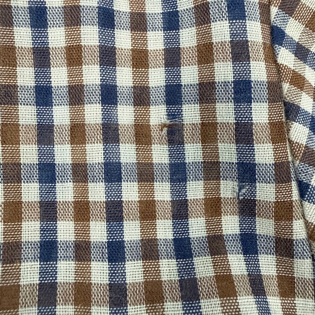 Vintage 70s Towncraft Navy Brown Check Button-Down Shirt Men’s Large