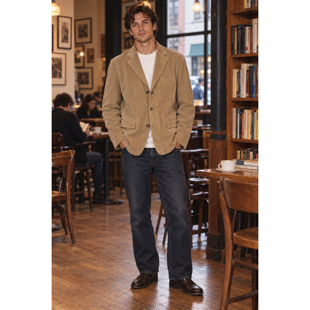 2000s J.Crew Tan Corduroy Blazer Men’s XL Three Button Sport Coat