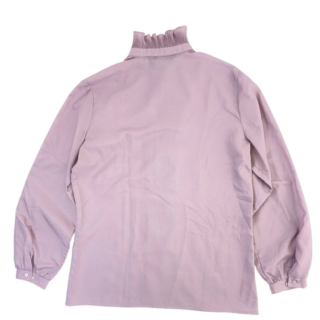 Vintage 70s Frank Lee Lavender Ruffle Neck Blouse Women's Medium