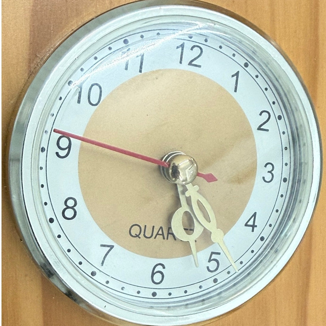 Vintage 80s Wood Lamp Quartz Clock Drawers Honey Tone Nightstand Light