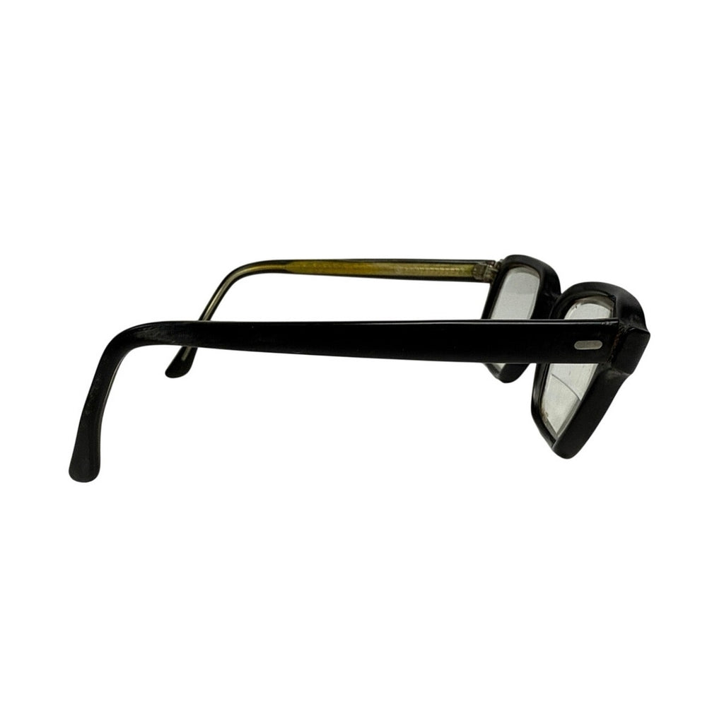Vintage 50s American Optical Black Gold Browline Eyeglasses Size 6