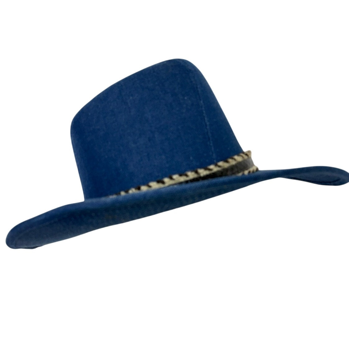 Vintage 1990s Lansing Workman Blue Cotton Western Cowboy Hat Leopard Band Unisex