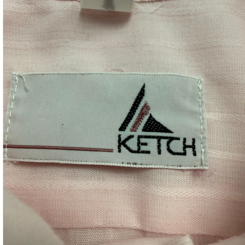 Vintage 80s Ketch Mens XL Pink Striped Long Sleeve Dress Shirt 17 34/35
