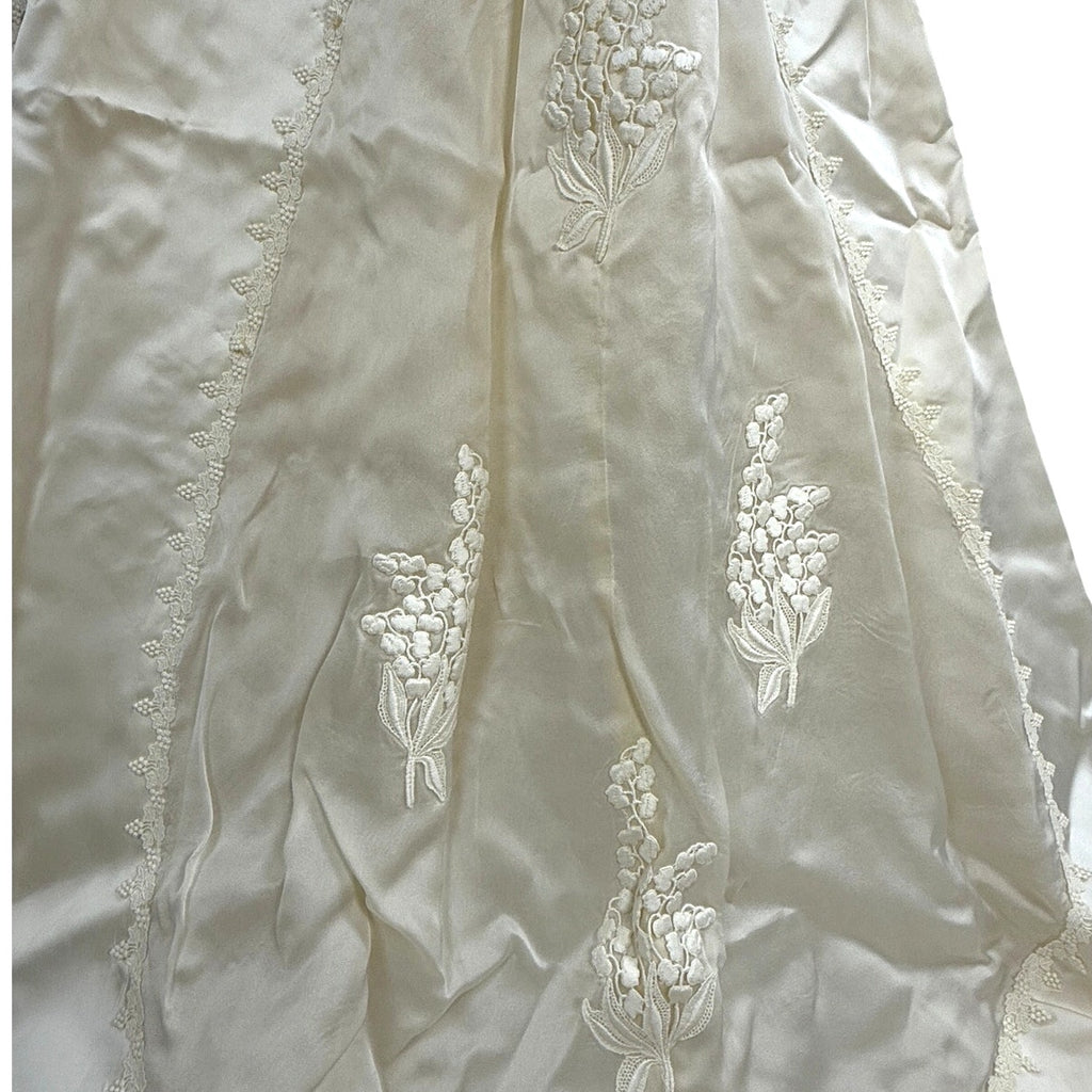 Vintage 1960s William Cahill Ivory Satin Wedding Dress Train Women's XS