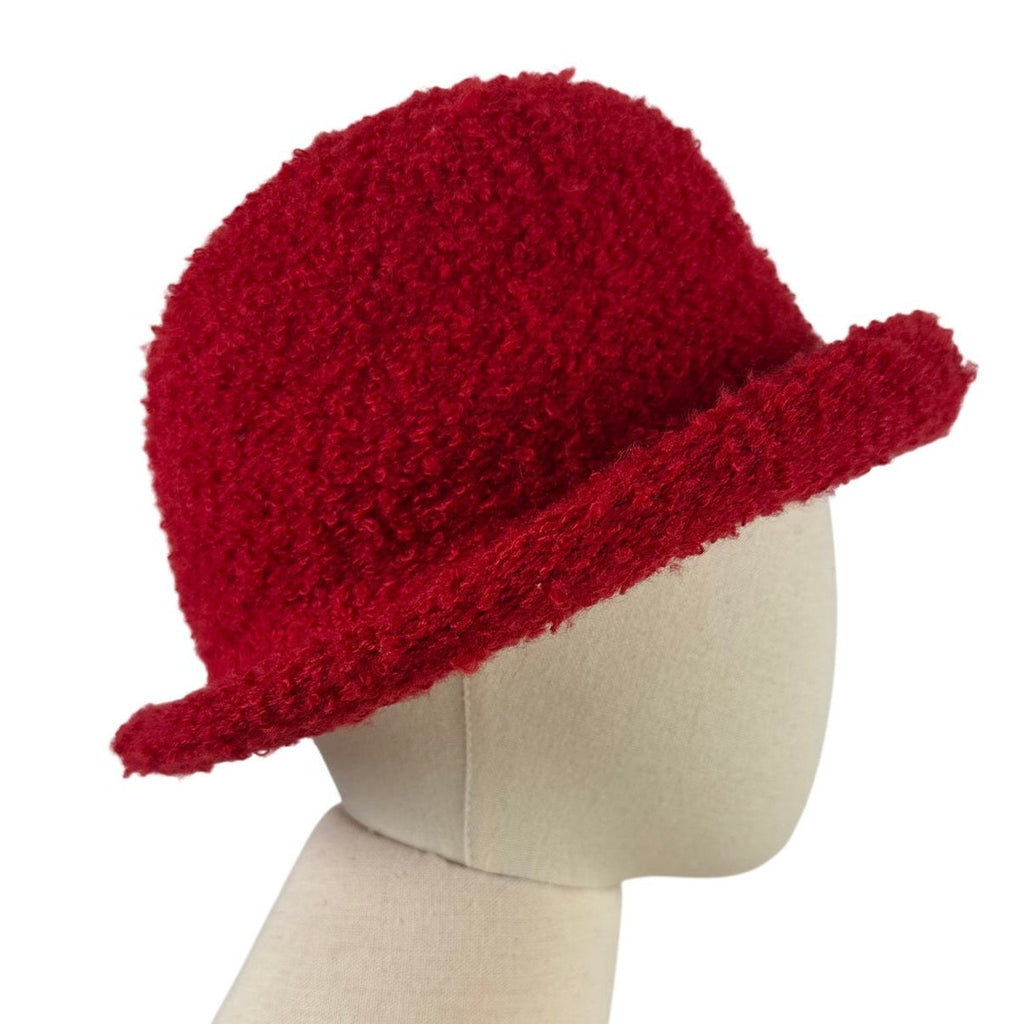 Vintage 90s Liz Claiborne Red Rolled Brim Cloche Hat