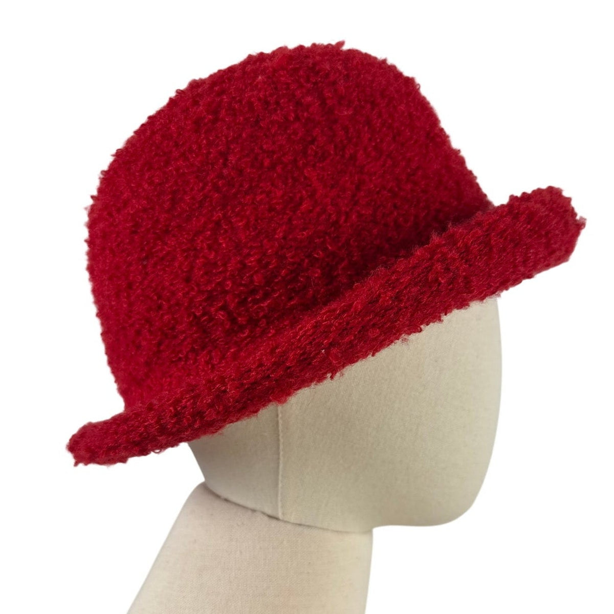 Vintage 90s Liz Claiborne Red Rolled Brim Cloche Hat