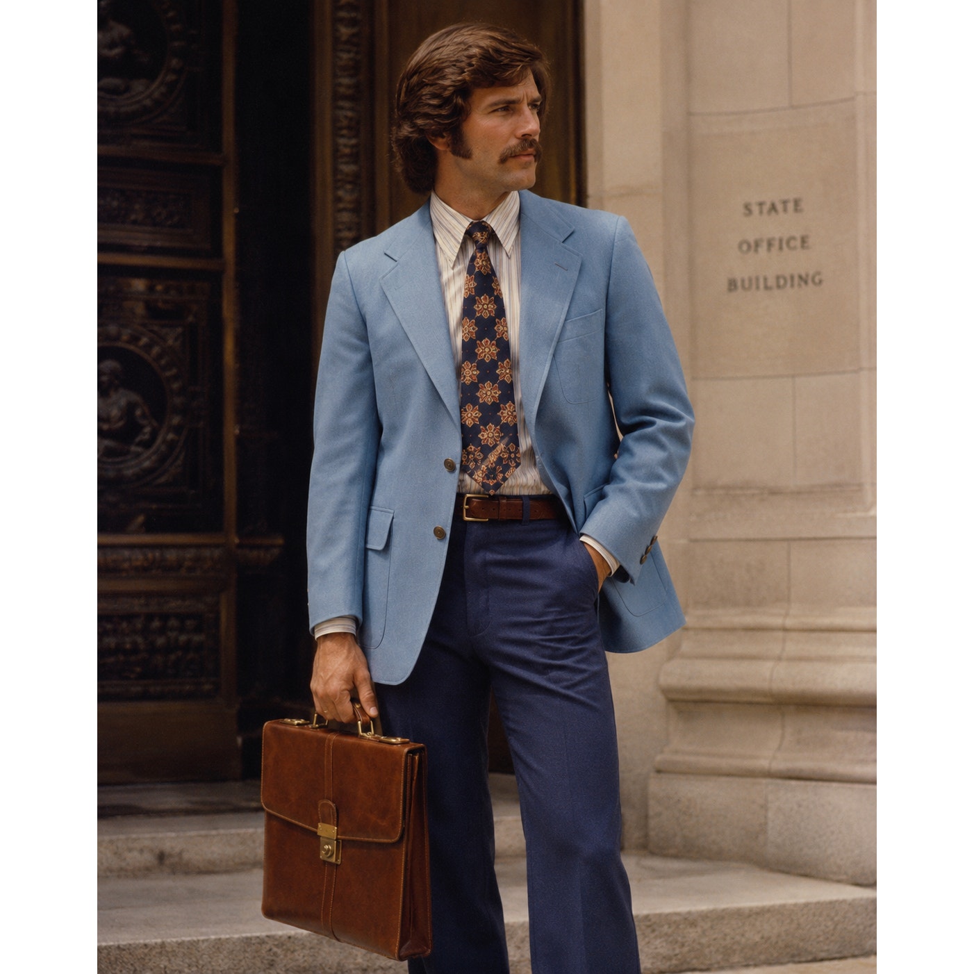 Vintage 70s Hart Schaffner Marx Blue Wool Blazer Sport Coat Men's Large 42R
