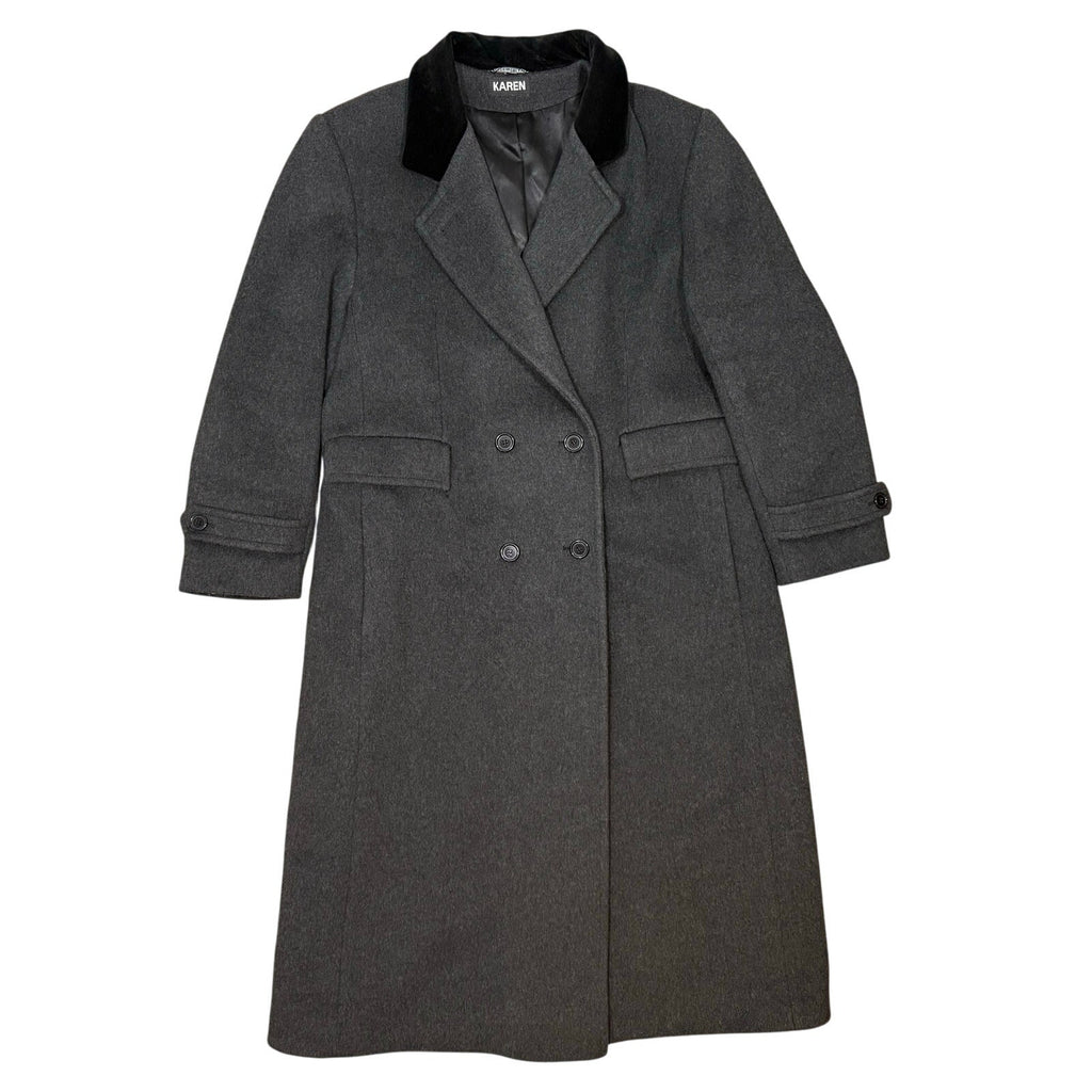 Vintage 90s Women's 14 Karen Gray Wool Cashmere Trench Coat