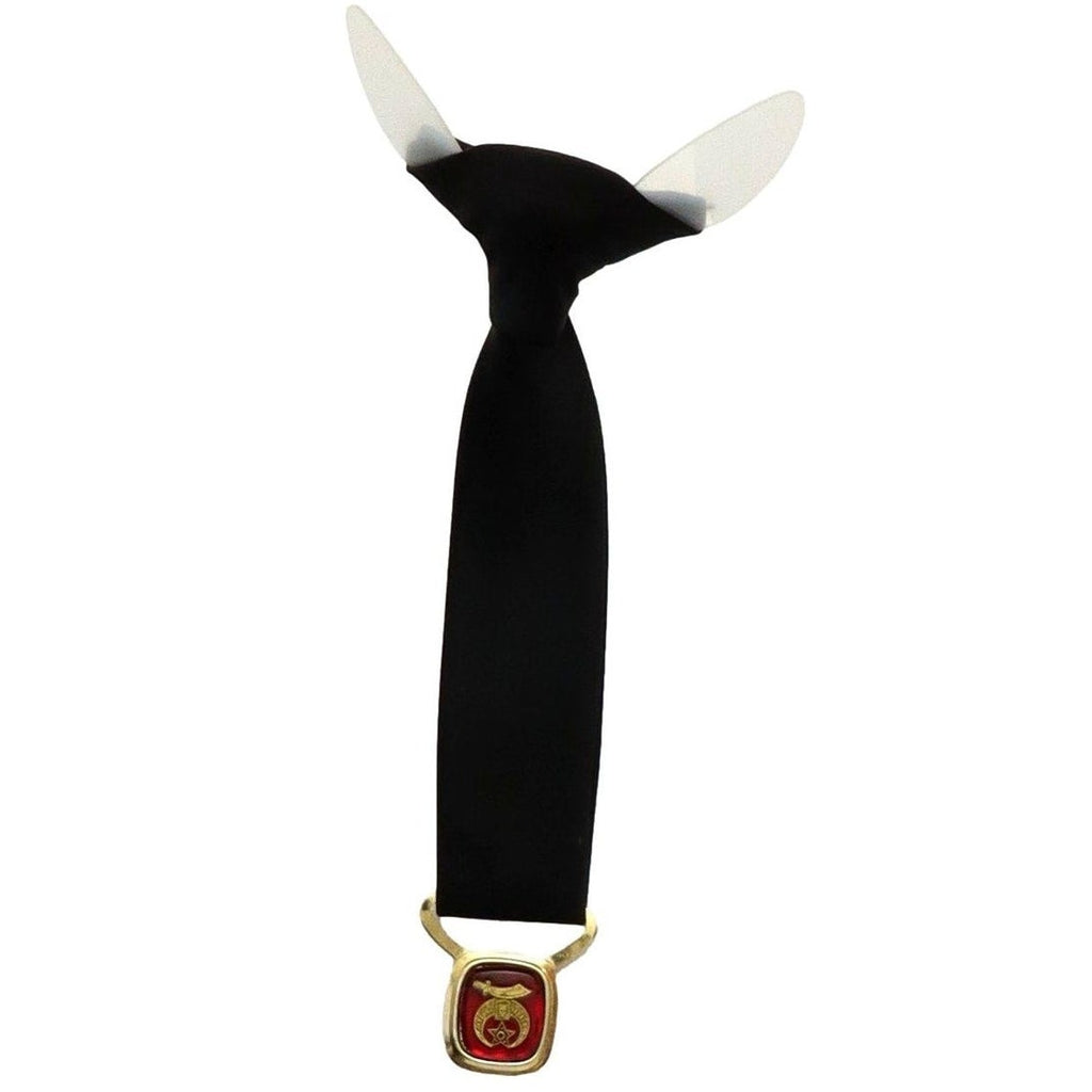 Vintage 80s Black Shriners Emblem Clip-On Loop Tie Men’s 6"
