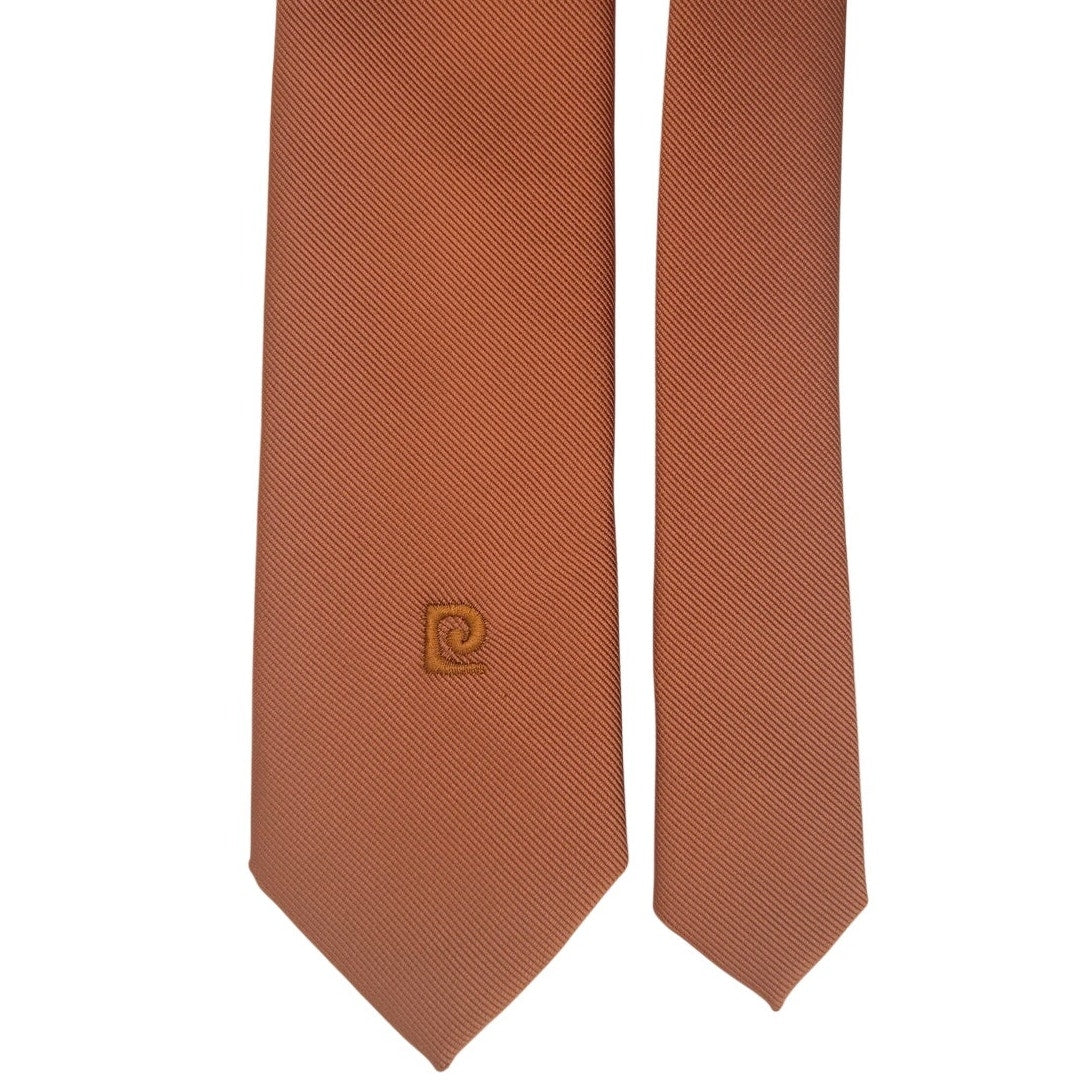 Vintage Pierre Cardin Amber Brown Skinny Tie 80s Woven Polyester Designer