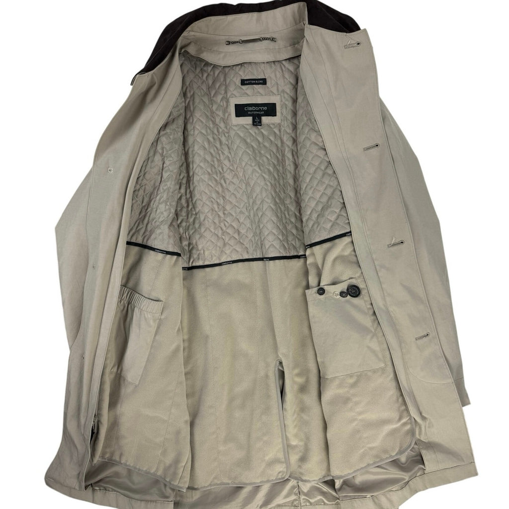 Vintage 90s Liz Claiborne Men’s Large Beige Car Coat Removable Liner 48” Chest