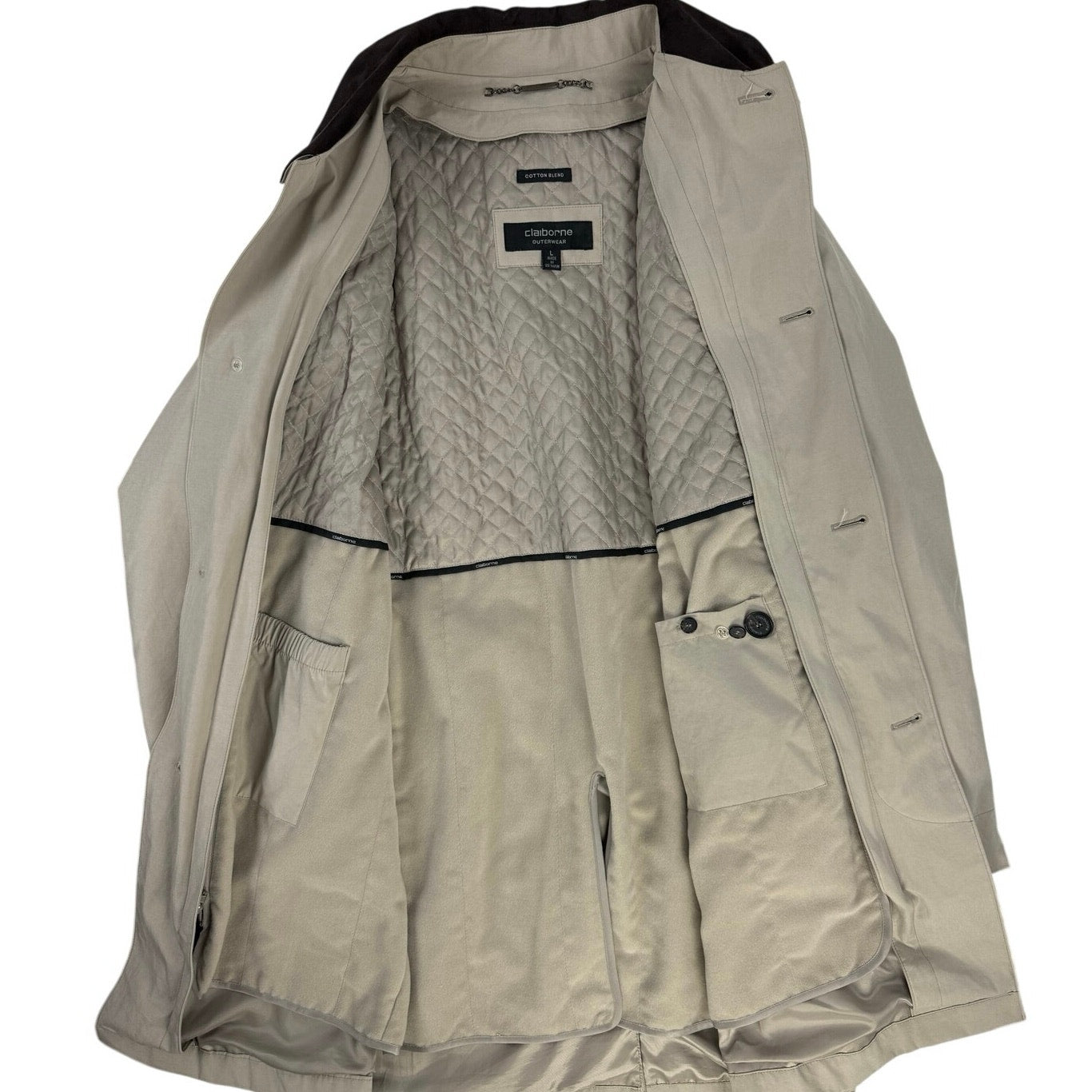 Vintage 90s Liz Claiborne Men’s Large Beige Car Coat Removable Liner 48” Chest