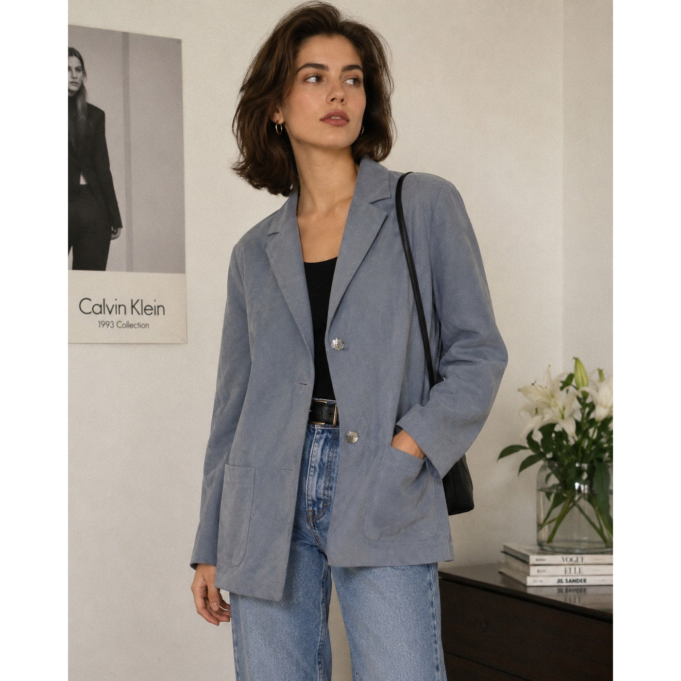 Vintage 90s Blue Blazer Jacket Women’s 10 Lined Soft Shell USA