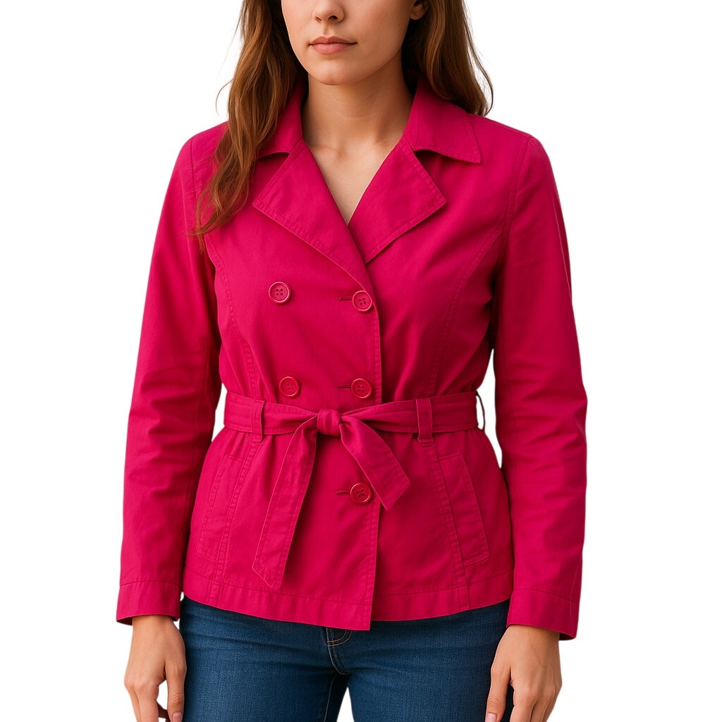 Vintage 2000s Arizona Women's Large Hot Pink Jacket Cotton Belted Retro Style
