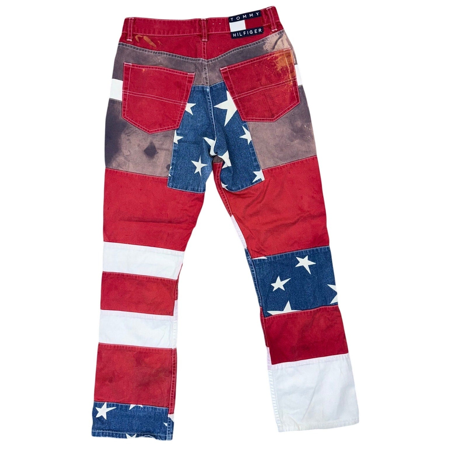 Vintage 90s Tommy Hilfiger Women’s 9 Jeans USA Flag Patchwork