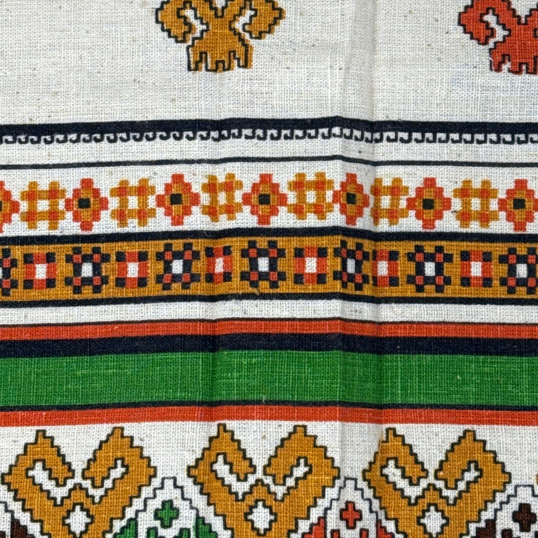 Vintage 60s Fabric Native Inspired Cotton Fabric Border Print 42x42