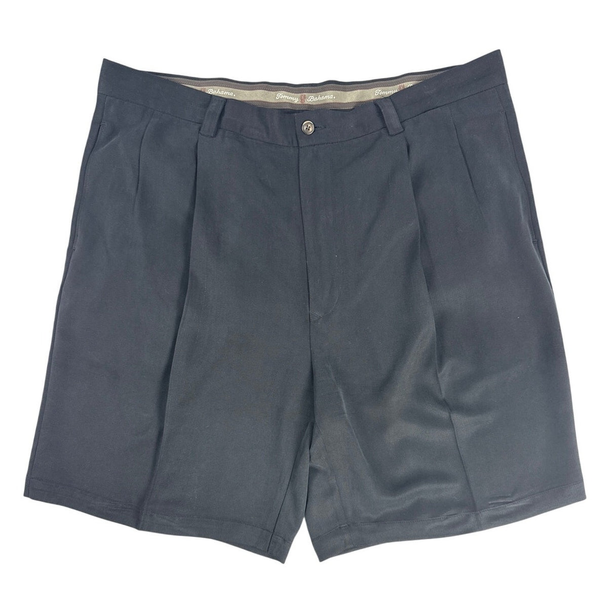 Vintage 90s Tommy Bahama Black Silk Pleated Shorts Men's 38 8” Inseam