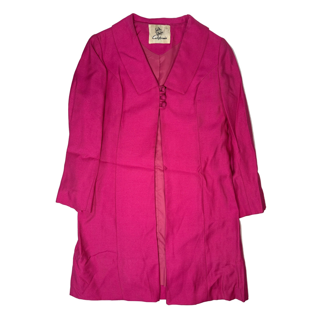 Vintage 60s Pink Swing Coat A-Line Rayon Acetate Women’s Medium Jack Bloom