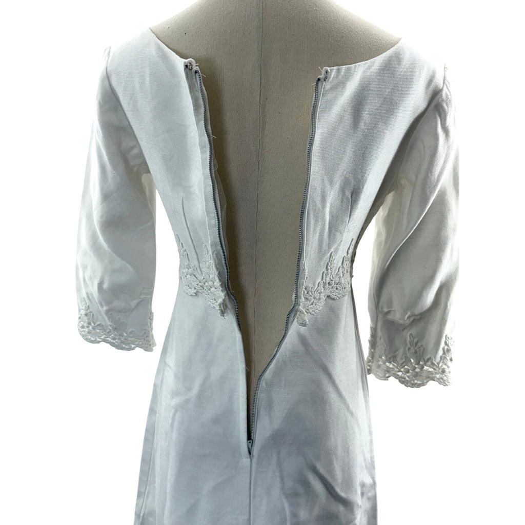 Vintage 60s White Wedding Dress w Train Empire Waist Union Made Women's XS