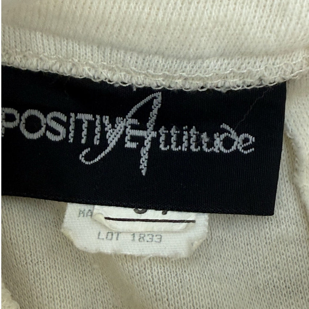 Vintage 80s Positive Attitude Ivory Sweater Dress Gold Anchor Buttons Medium