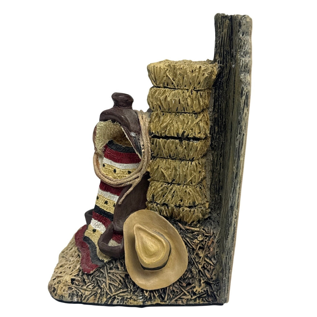 American Flag Cowboy Boot Saddle Bookends Pair Western Country Decor 6.25”