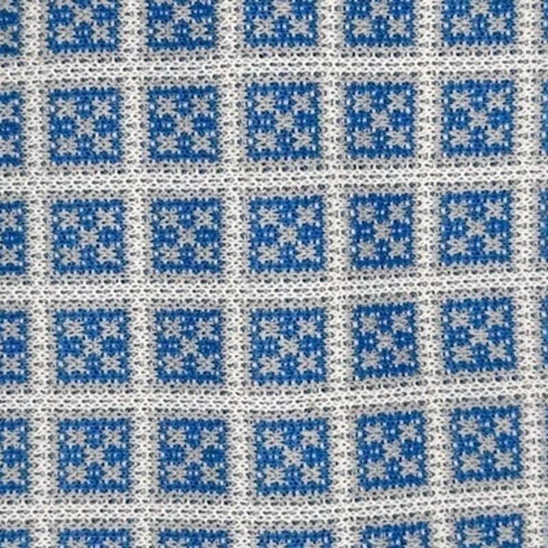 Vintage 70s Custom by Lavona Blue Geometric Polyester Knit Wide Tie