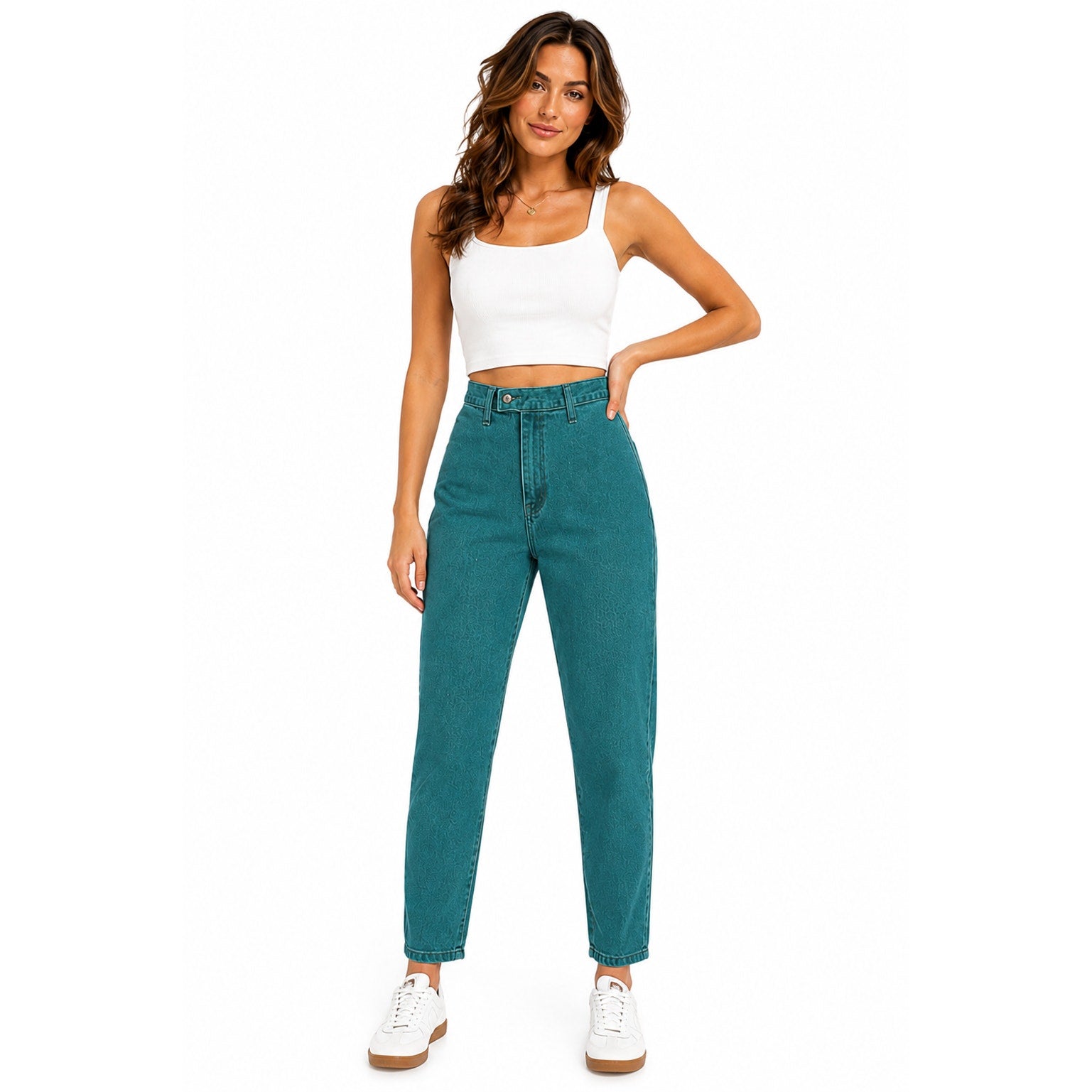 Vintage 80s Women's 10 Green Mom Jeans CAP Ferrat Teal USA Made