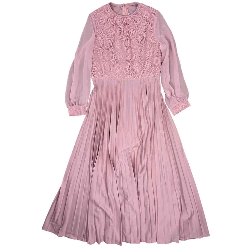 Vintage 1970s Mauve Lace Maxi Dress & Jacket Set Belted Formal Gown