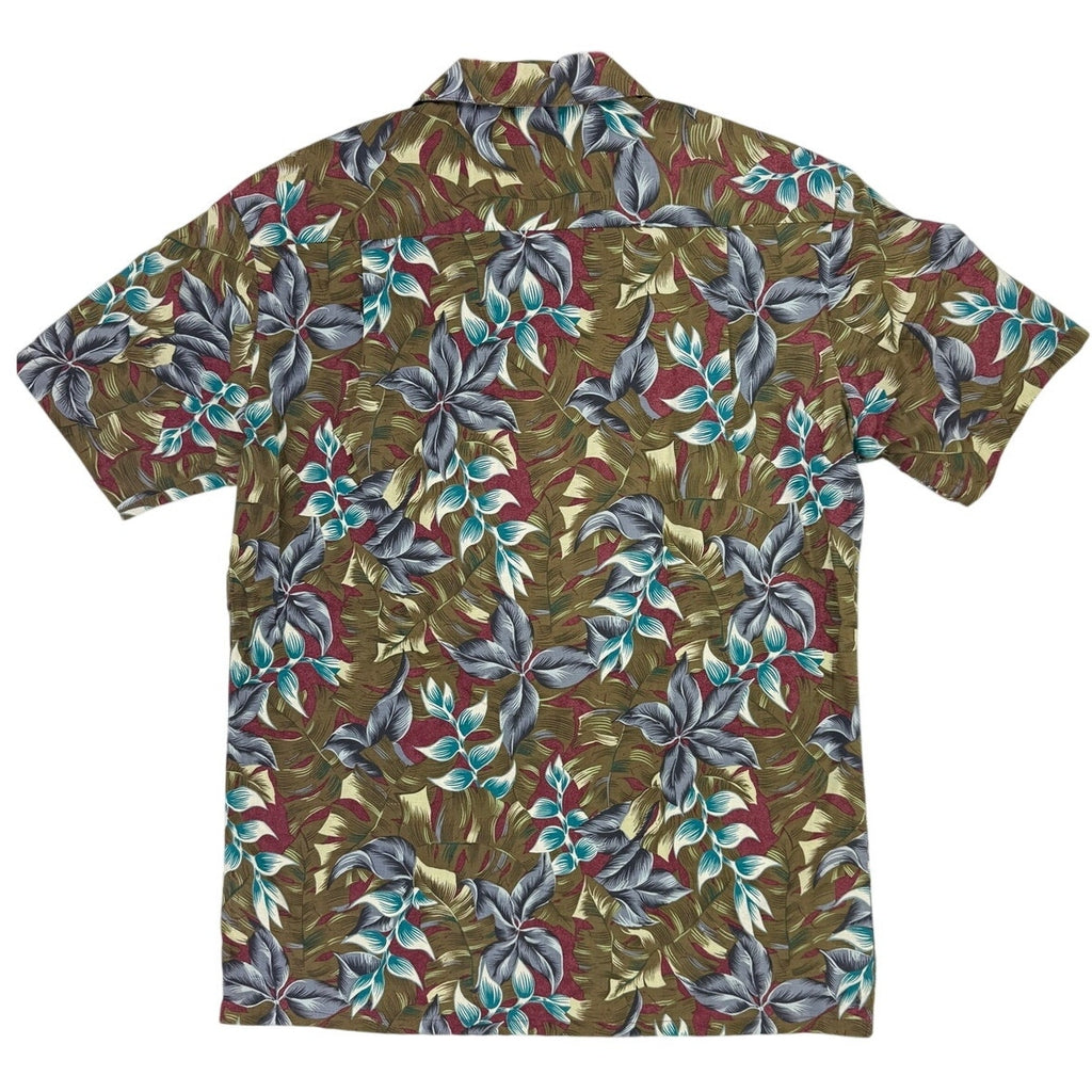 Vintage 80s Hawaii Blues Mens Medium Hawaiian Shirt Red Tropical Cotton Blend