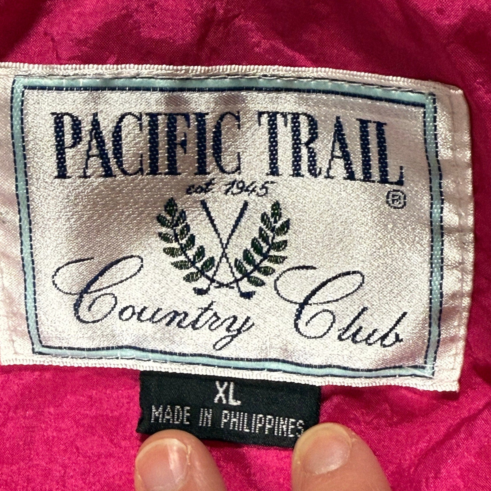 Vintage 90s Women's XL Pink Windbreaker Jacket Pacific Trail Hood Zip Pockets
