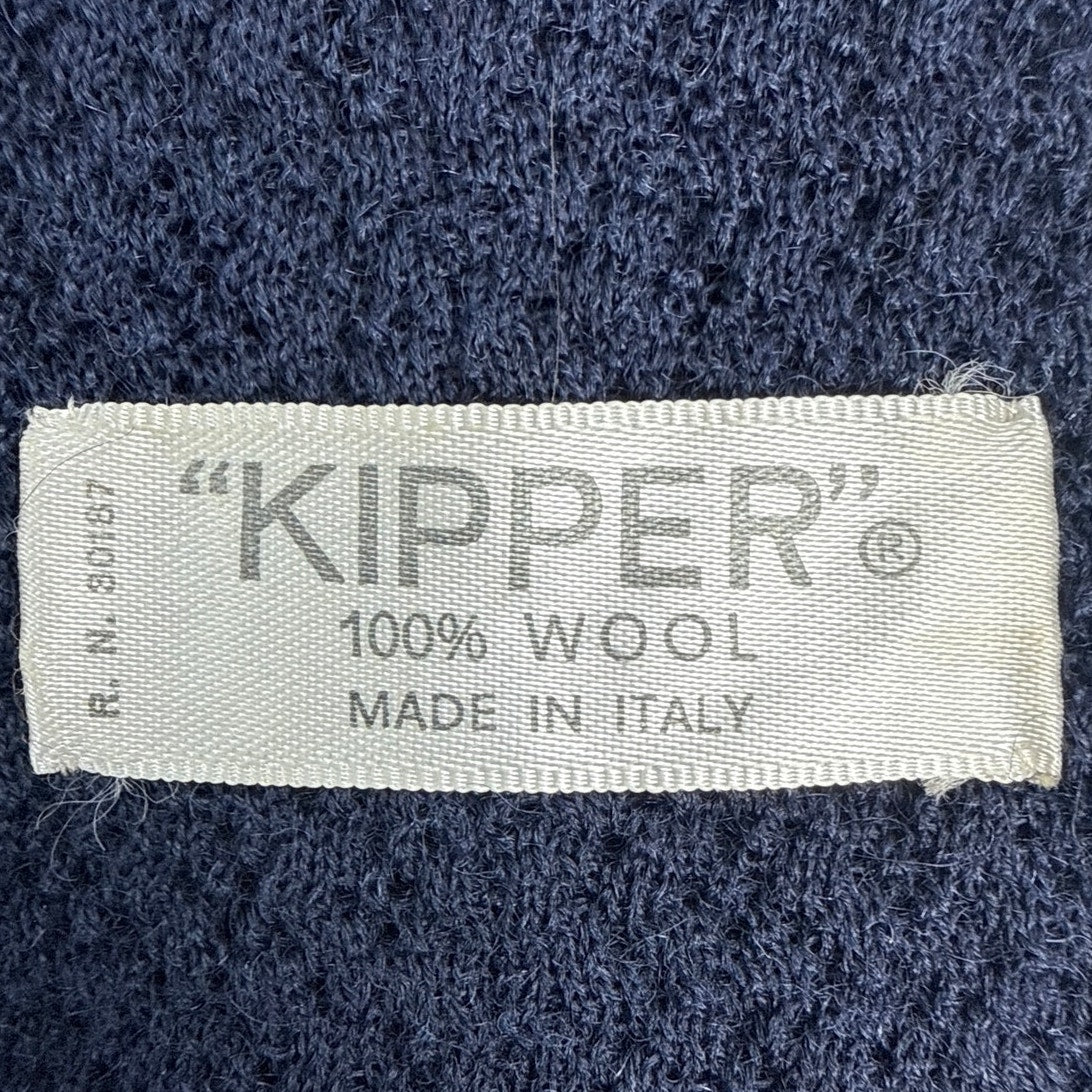 Vintage 70s Kipper for Hastings Navy Wool Knit Necktie 3.5” Wide