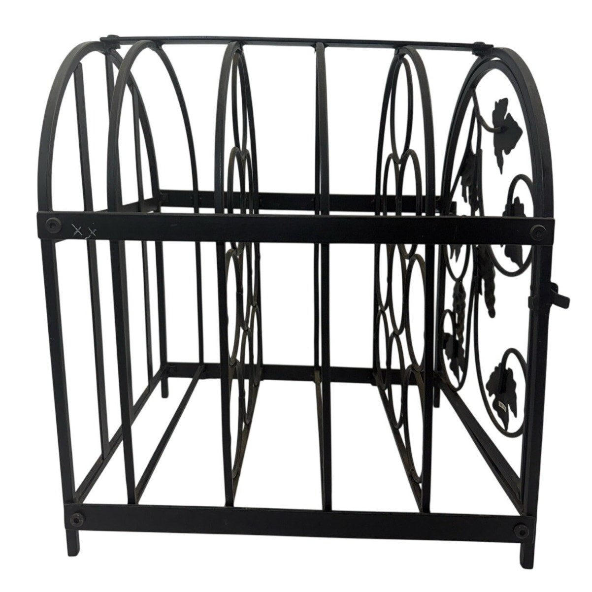 Vintage 90s Black Metal Ivy Wine Rack 9 Bottle Tabletop Display
