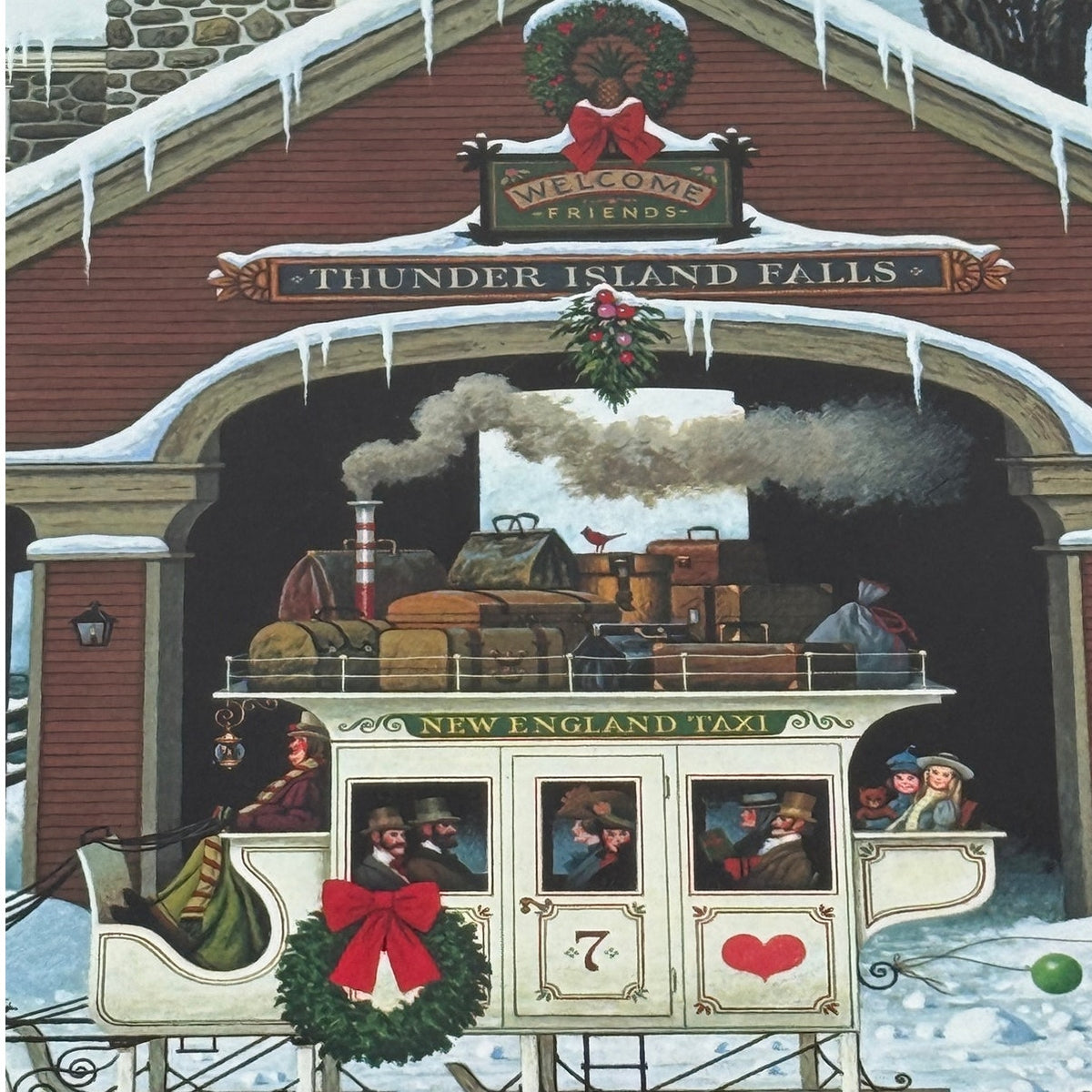 Vintage 1987 Charles Wysocki Christmas Village Framed Print 3035/7500