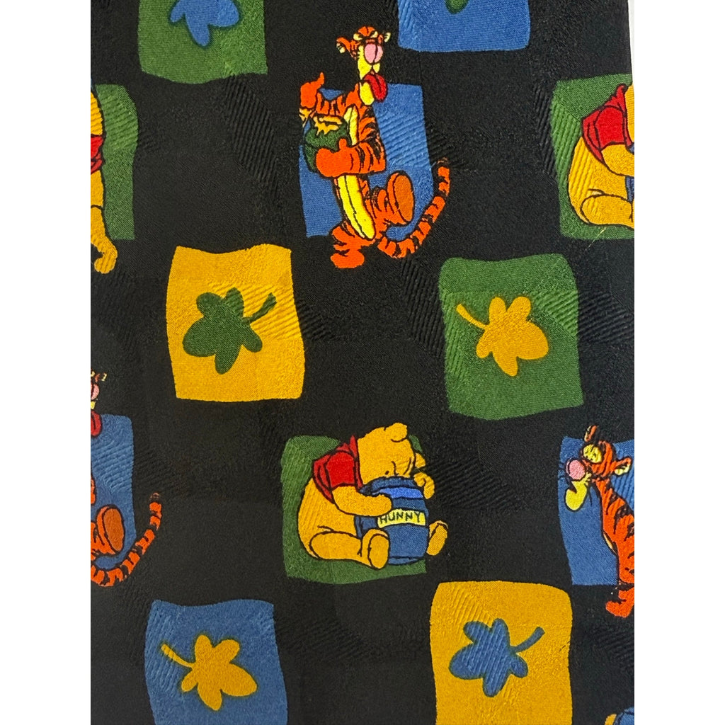 Vintage 90s Disney Winnie the Pooh Silk Necktie Korea Blue Character Tie 57.5"